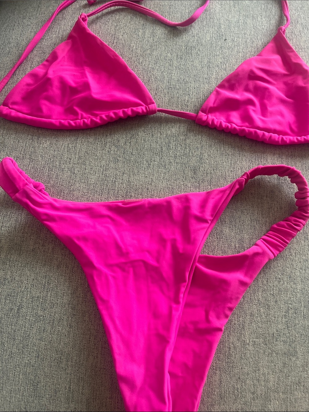 Hot Pink Triangle Bikini Set - Picture 3 of 6